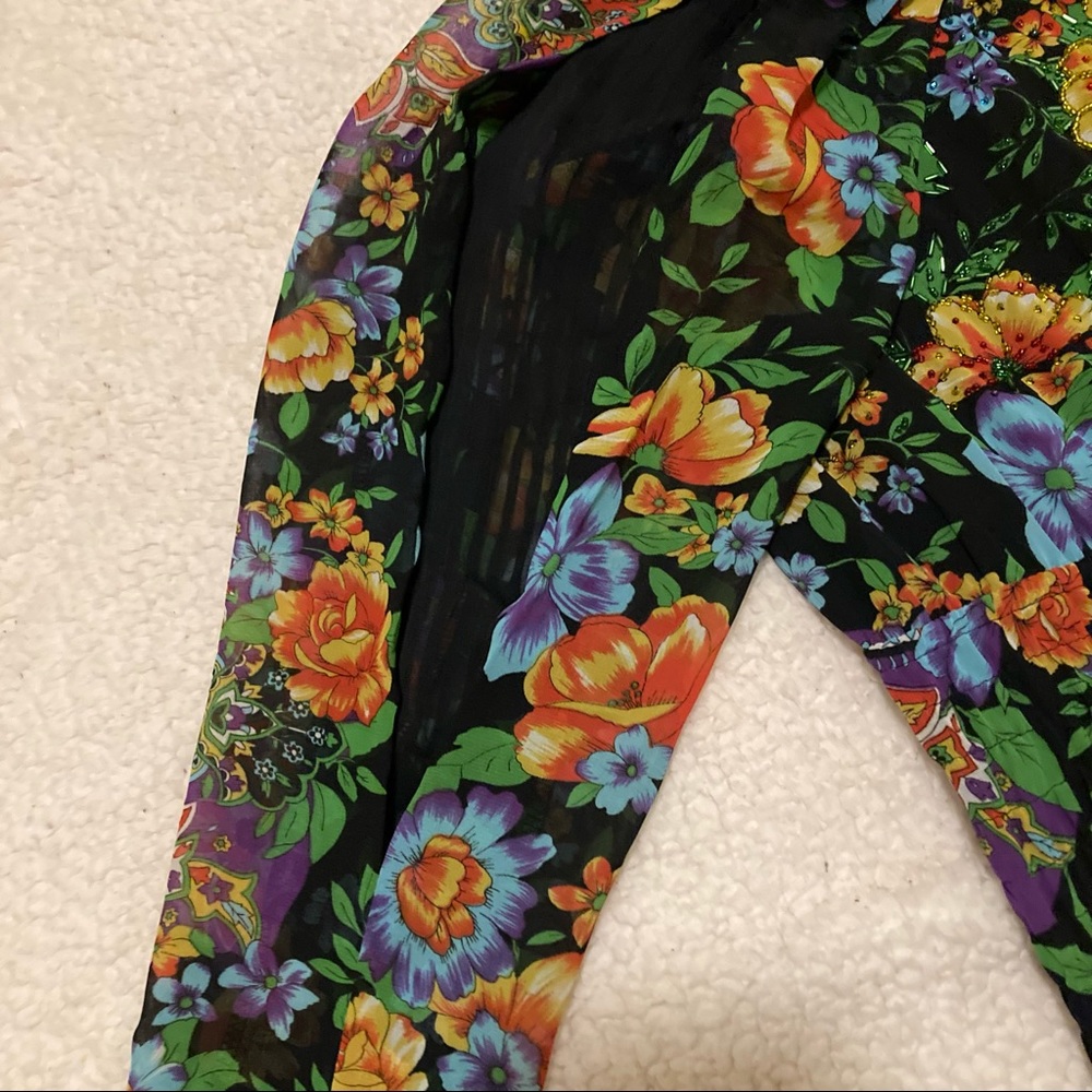 DIANE FREIS Vintage 80s colorful floral beaded dress - Picture 6 of 11